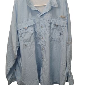 Columbia PFG Bahama II Shirt Men's 4XL Long Sleeve Carolina Blue Vented Fishing